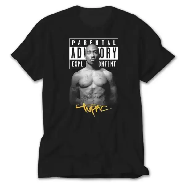 2pac Parental Advisory, Black T-Shirt