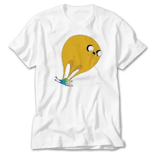 Advanture Time Finn and Parachute Jack, White T-Shirt