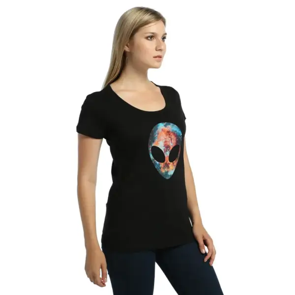 Alien Cosmos Women's Black T-Shirt - Image 2
