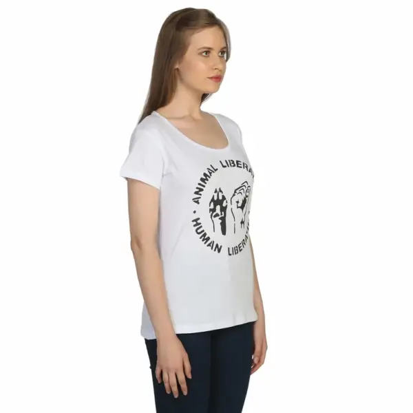 Animal Liberation Women's White T-Shirt - Image 3