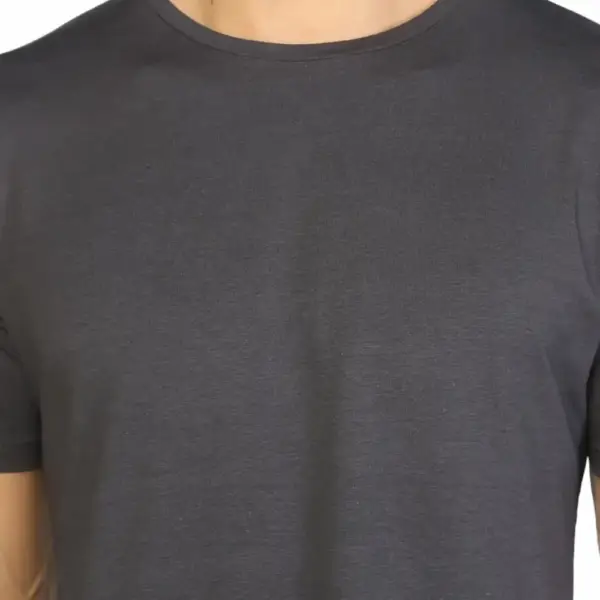 Crew Neck, Lycra Men's Anthracite Color T-Shirt - Image 2