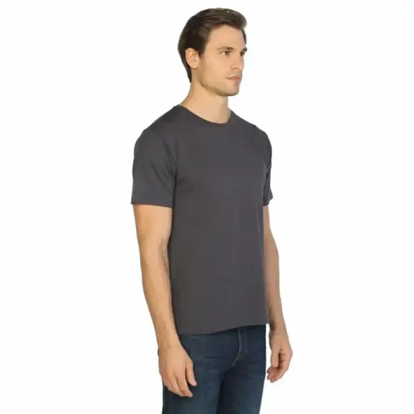 Crew Neck, Lycra Men's Anthracite Color T-Shirt - Image 3