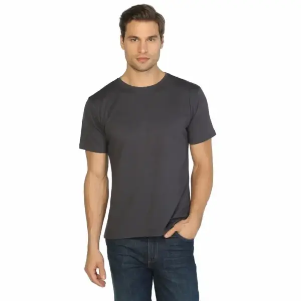 Crew Neck, Lycra Men's Anthracite Color T-Shirt
