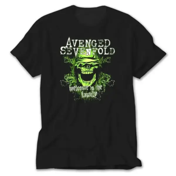 Avenged Sevenfold Green Skull, Black T-Shirt