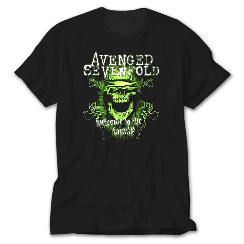 Avenged Sevenfold Green Skull, Black T-Shirt