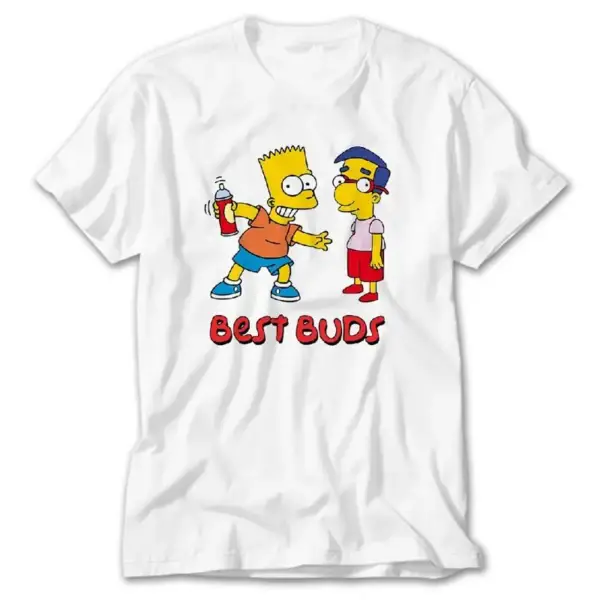 Bart And Milhouse Best Buds, White T-Shirt
