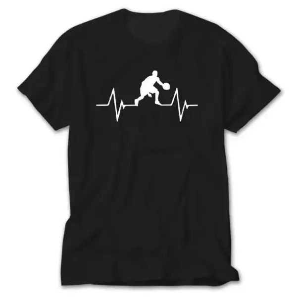 Basketball Heartbeat, Black T-Shirt