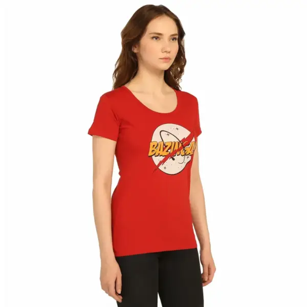 Big Bang Theory Bazinga Women's Red T-Shirt - Image 3