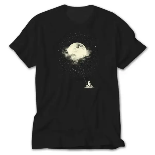Biker Boy and Moon, Black T-Shirt