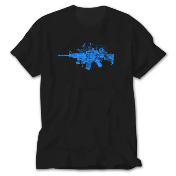 Blue Machine Gun, Black T-Shirt