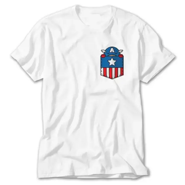 Captain America Pocket, White T-Shirt