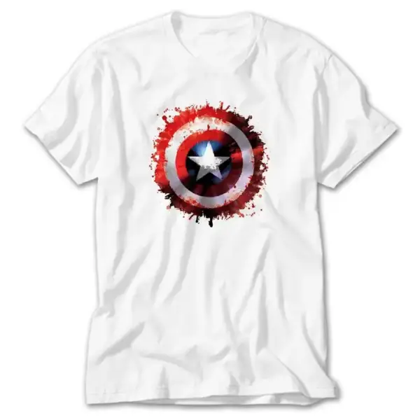 Captain America Sheild, White T-Shirt