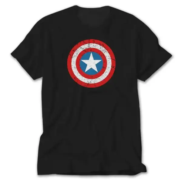 Captain America Shield, Black T-Shirt
