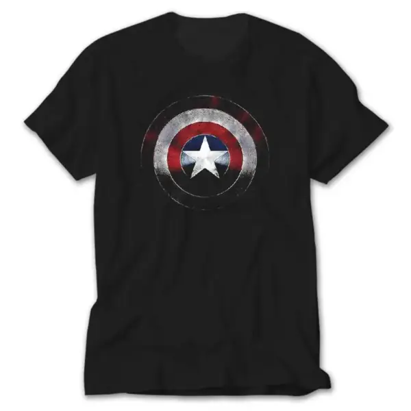 Captain America Shield, Black T-Shirt