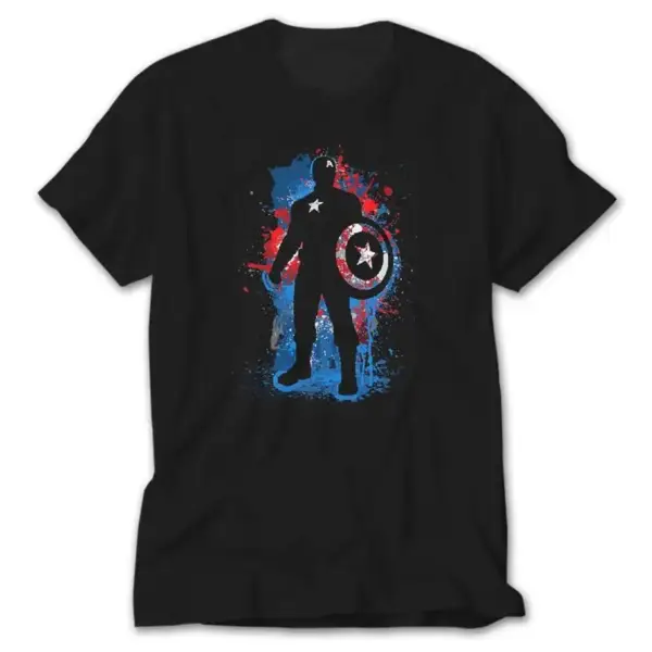 Captain America Stencil, Black T-Shirt