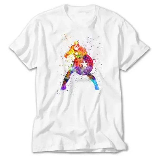 Captain America Watercolor, White T-Shirt