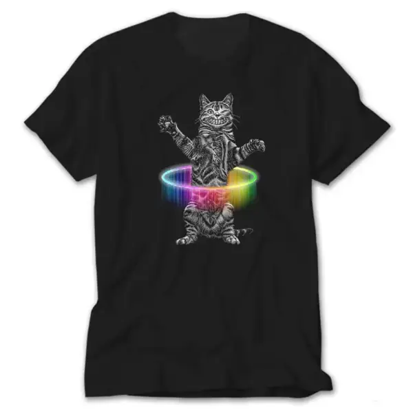 Cat Hulahop, Black T-Shirt