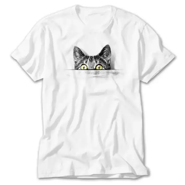 Cat in Tee, White T-Shirt