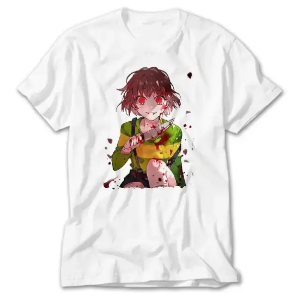 Chara Knife, White T-Shirt