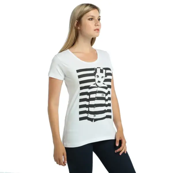 Charlie Chaplin Women's White T-Shirt - Image 3