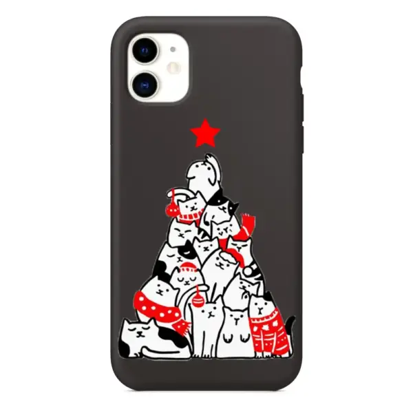 Christmas Cats iPhone Case, Christmas Cats Artwork iPhone 15 Phone Case