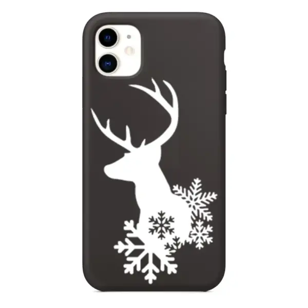 Christmas White Deer iPhone Case, Christmas White Deer Artwork iPhone 15 Phone Case