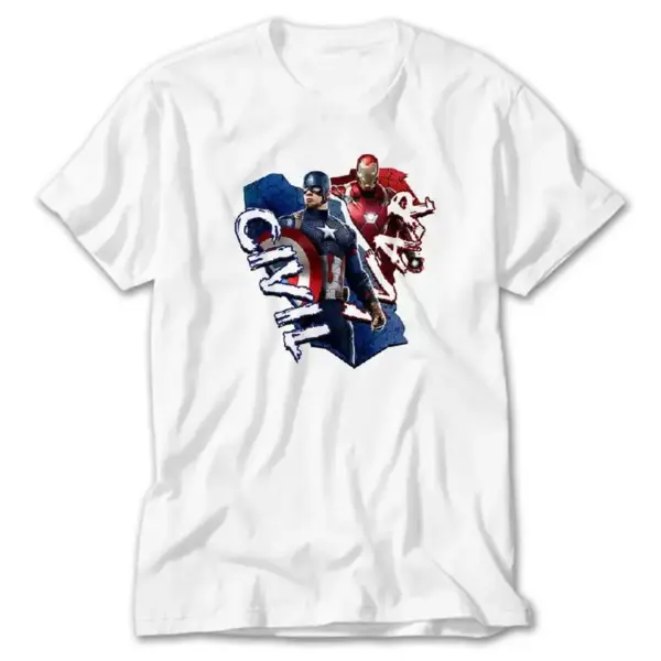Civil War Iron Man vs. Captain America, White T-Shirt