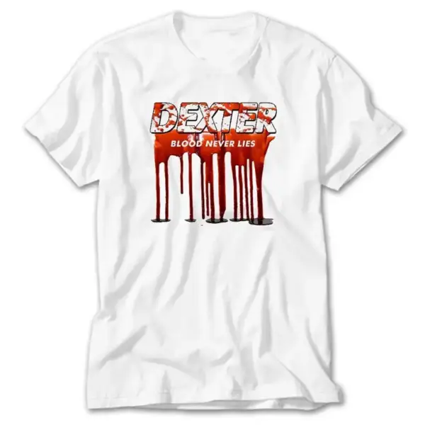 Dexter Blood Never Lies, White T-Shirt