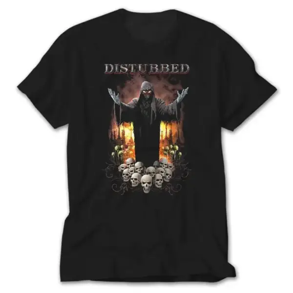 Disturbed Skulls, Black T-Shirt
