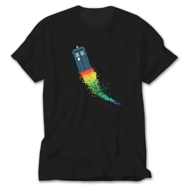 Dr. Who Tardis Rainbow, Black T-Shirt