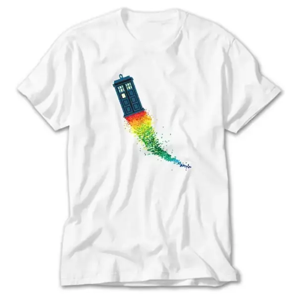 Dr. Who Tardis Rainbow, White T-Shirt
