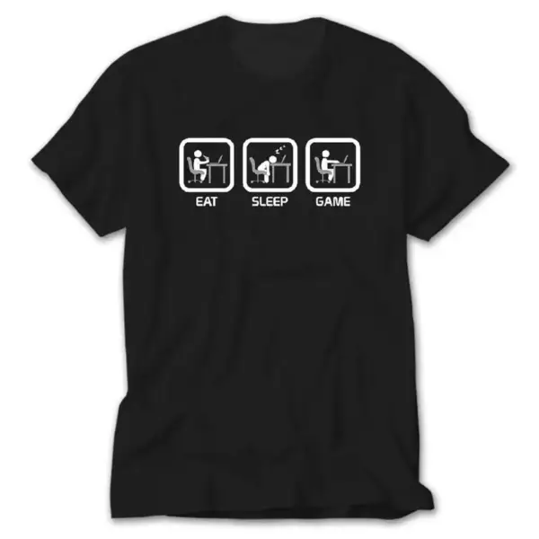 Eat Sleep Game, Black T-Shirt