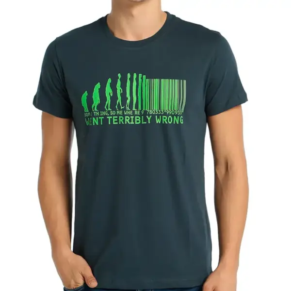 Evolution Of Barcode Men's Charcoal T-Shirt