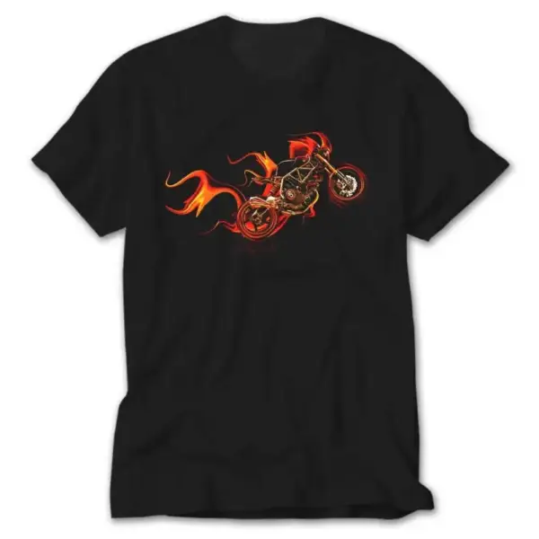 Fire Motorcyle, Black T-Shirt