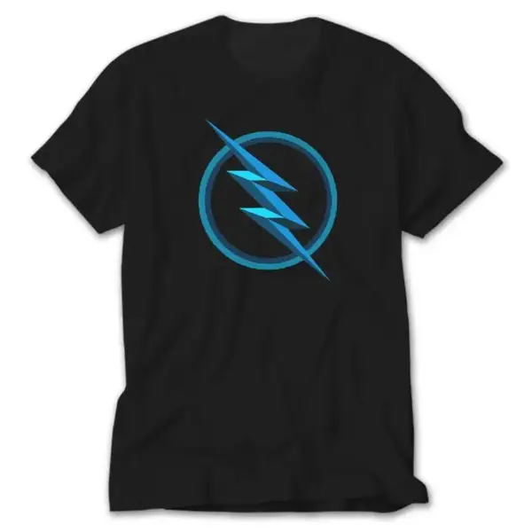Flash Logo Blue, Black T-Shirt