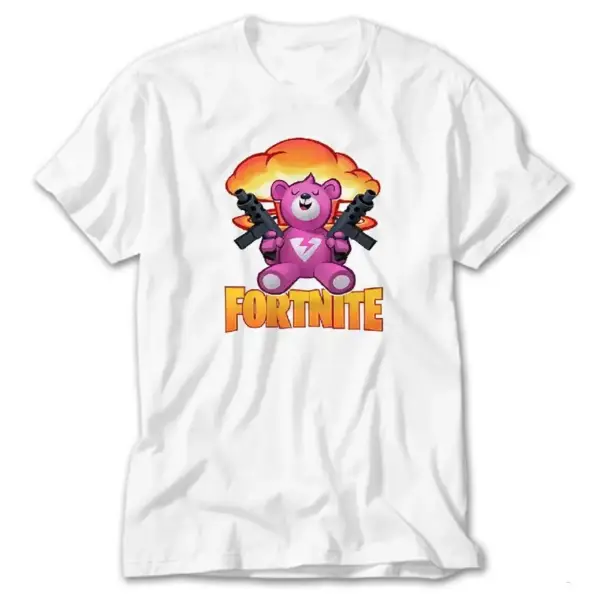 Fortnite Pink Bear Gunny, White T-Shirt