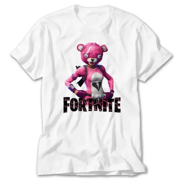 Fortnite Pink Bear, White T-Shirt