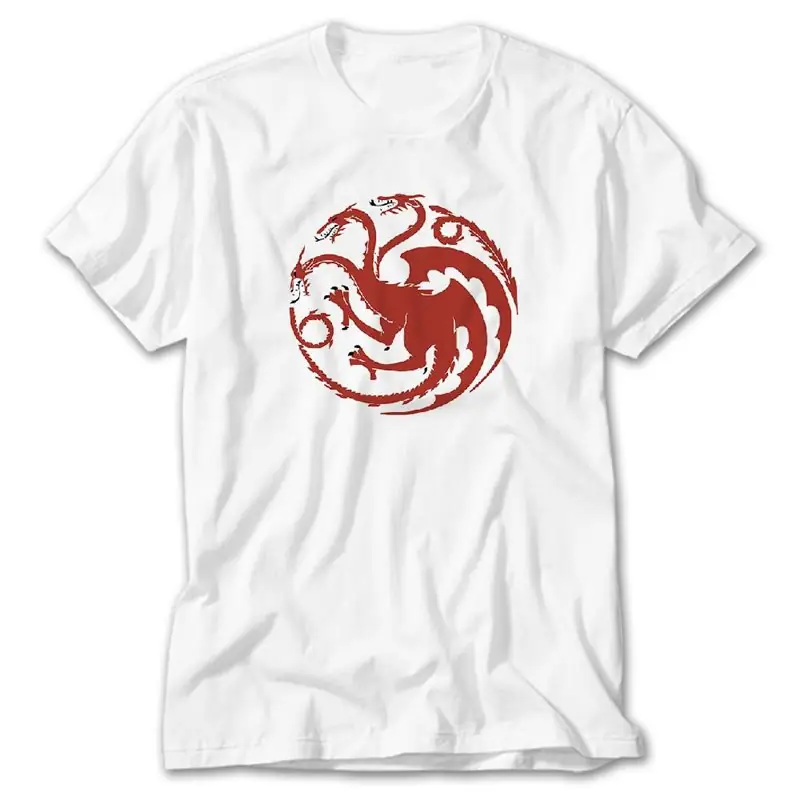 Game Of Thrones House Of Targaryen Dragon, White T-Shirt