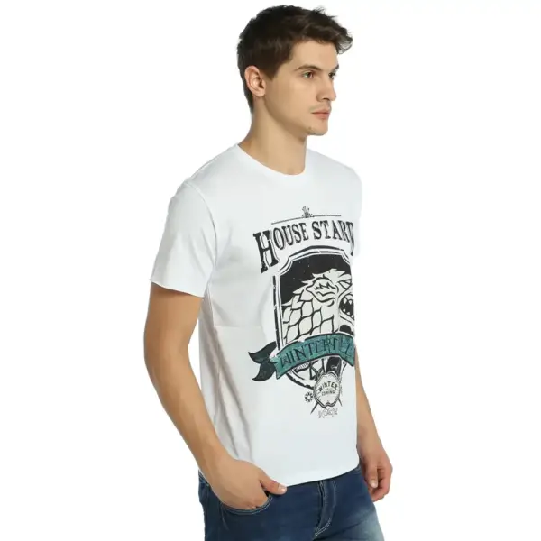 Game Of Thrones Stark Men's White T-shirt - Image 2