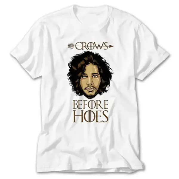 Game of Thrones Crows Before Hoes, White T-Shirt