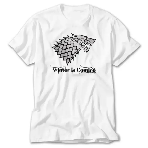 Game of Thrones Winter is Coming Silver, White T-Shirt