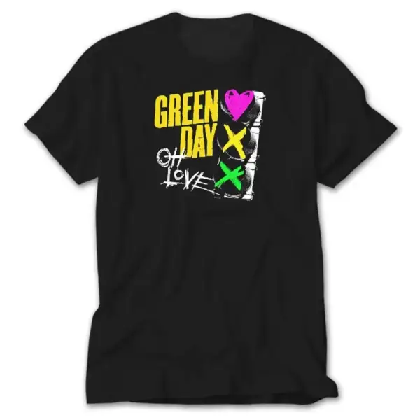 Green Day Oh Love, Black T-Shirt