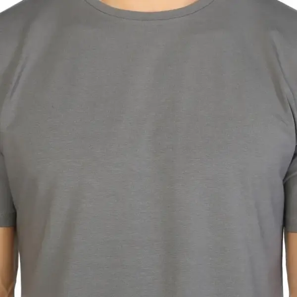 Crew Neck Lykra Men's Grey T-shirt - Image 2