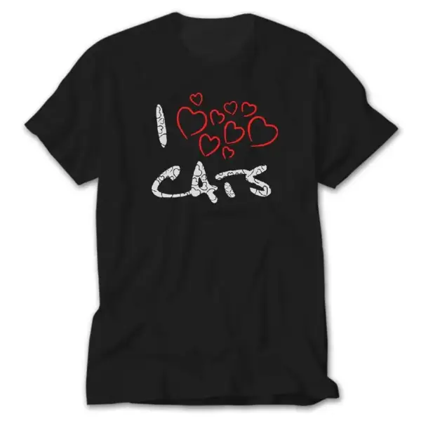 I Love Cats, Black T-Shirt