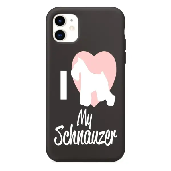 I Love My Schnauzer iPhone Case, I Love My Schnauzer Artwork iPhone 15 Phone Case