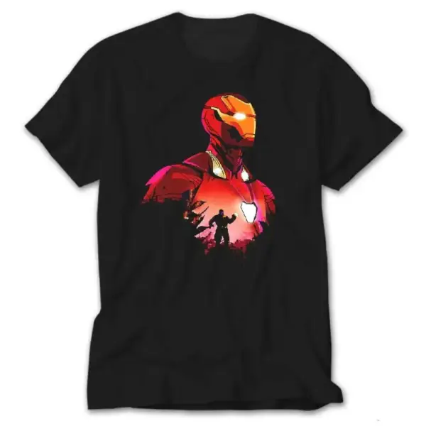 Iron man And Thanos Black T-Shirt