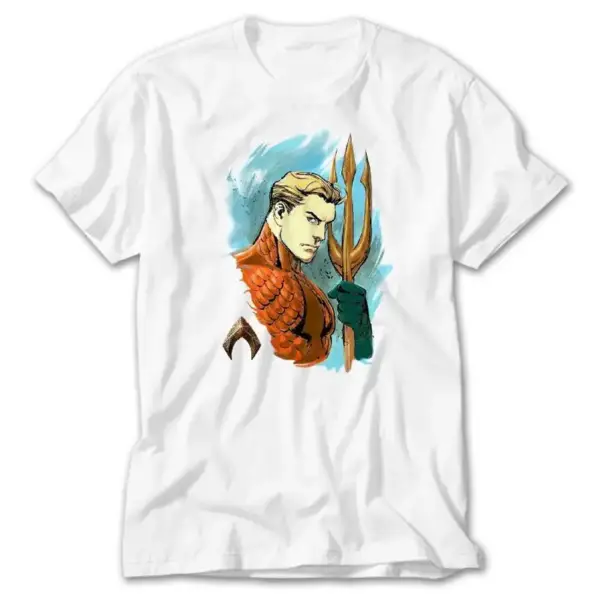 Justice League Aquaman,White T-Shirt