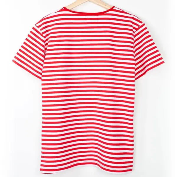 Red White Striped Lykra Men's T-shirt - Image 2