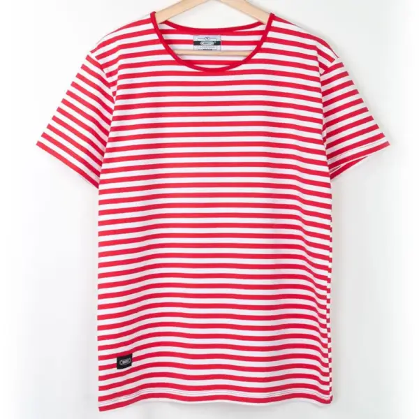 Red White Striped Lykra Men's T-shirt