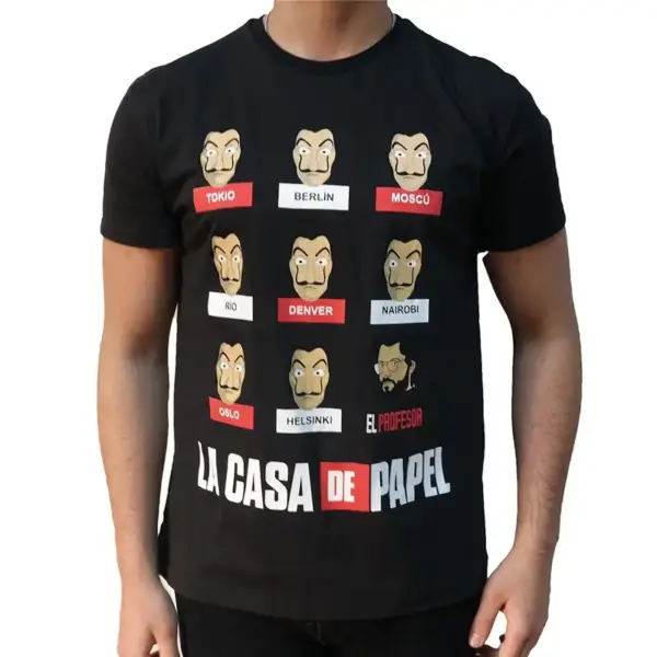 La Casa De Papel Characters, Black T-Shirt